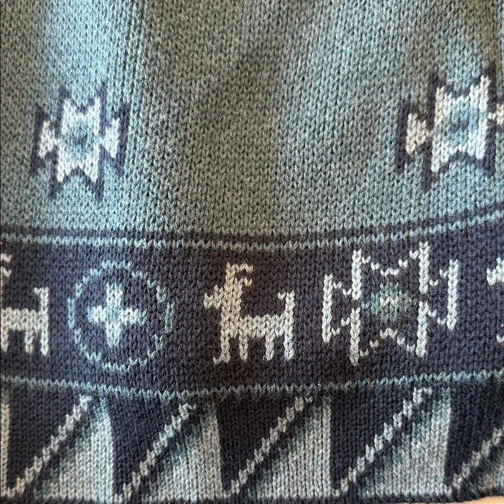 J. Crew x Wallace & Barnes Blue and Gray Geometric Cardigan